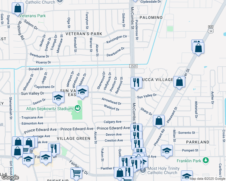 map of restaurants, bars, coffee shops, grocery stores, and more near 10308 Preston Drive in El Paso