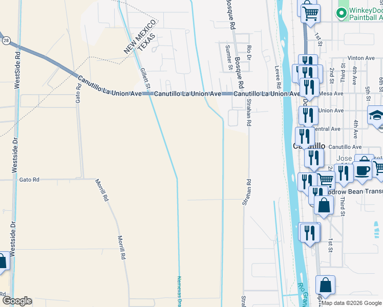map of restaurants, bars, coffee shops, grocery stores, and more near 707-799 Moore Road in El Paso