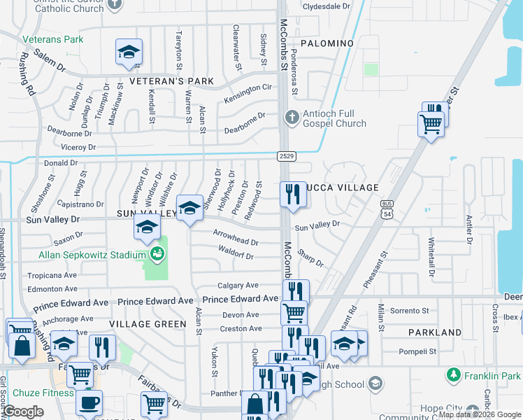 map of restaurants, bars, coffee shops, grocery stores, and more near 5709 Sage Court in El Paso
