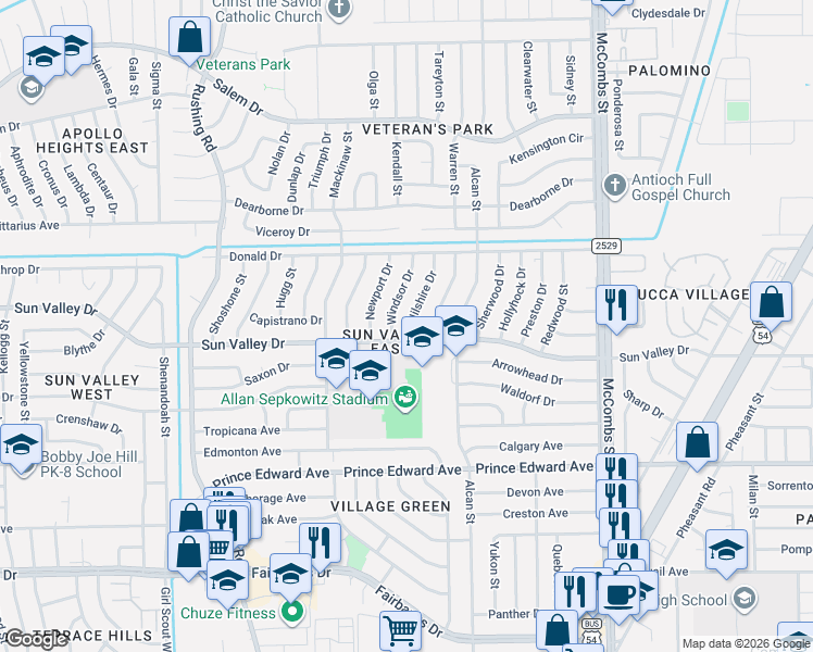 map of restaurants, bars, coffee shops, grocery stores, and more near 10304 Wilshire Drive in El Paso
