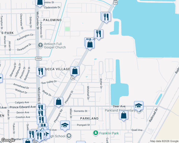 map of restaurants, bars, coffee shops, grocery stores, and more near 6004 Pam McCall Lane in El Paso