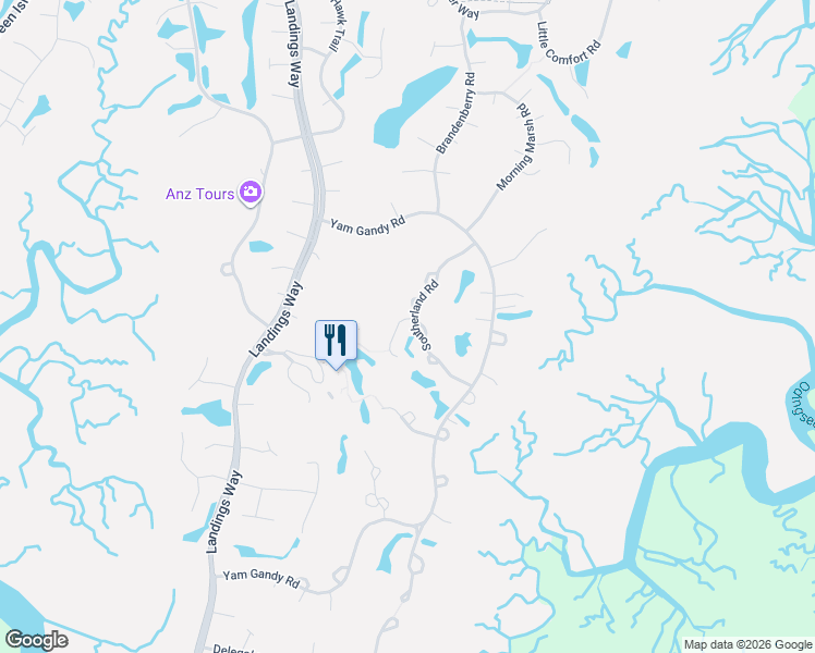 map of restaurants, bars, coffee shops, grocery stores, and more near 12 Southerland Road in Savannah