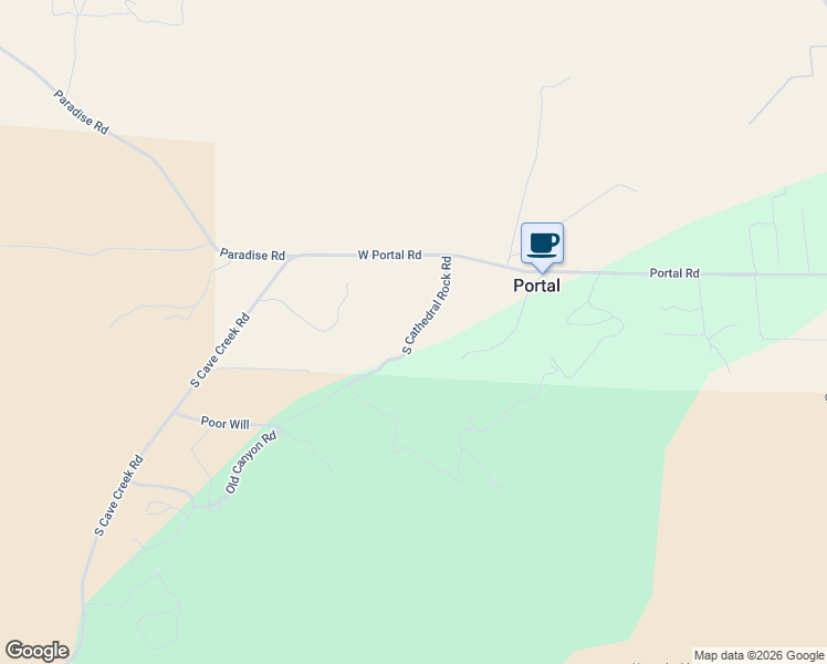 map of restaurants, bars, coffee shops, grocery stores, and more near South Cathedral Rock Road in Cochise County
