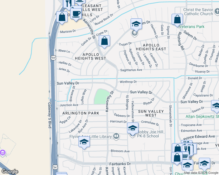 map of restaurants, bars, coffee shops, grocery stores, and more near 4728 Sun Valley Drive in El Paso