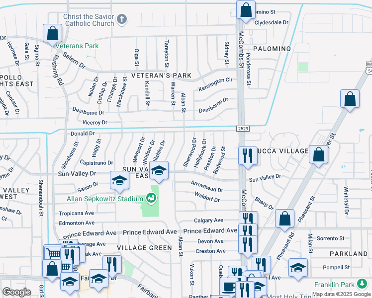 map of restaurants, bars, coffee shops, grocery stores, and more near 10336 Alcan Street in El Paso