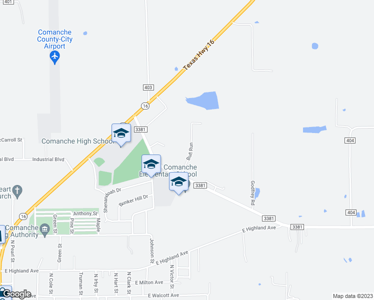 map of restaurants, bars, coffee shops, grocery stores, and more near 1 Bull Run in Comanche