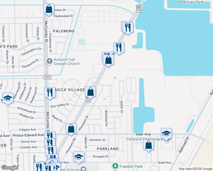 map of restaurants, bars, coffee shops, grocery stores, and more near 6004 Pam McCall Lane in El Paso