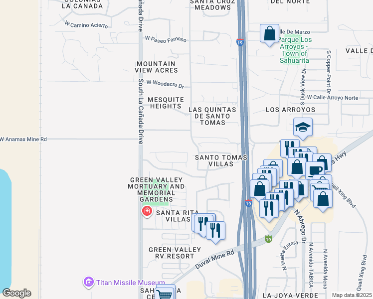 map of restaurants, bars, coffee shops, grocery stores, and more near 1220 West Calle Libro Del Retrato in Sahuarita