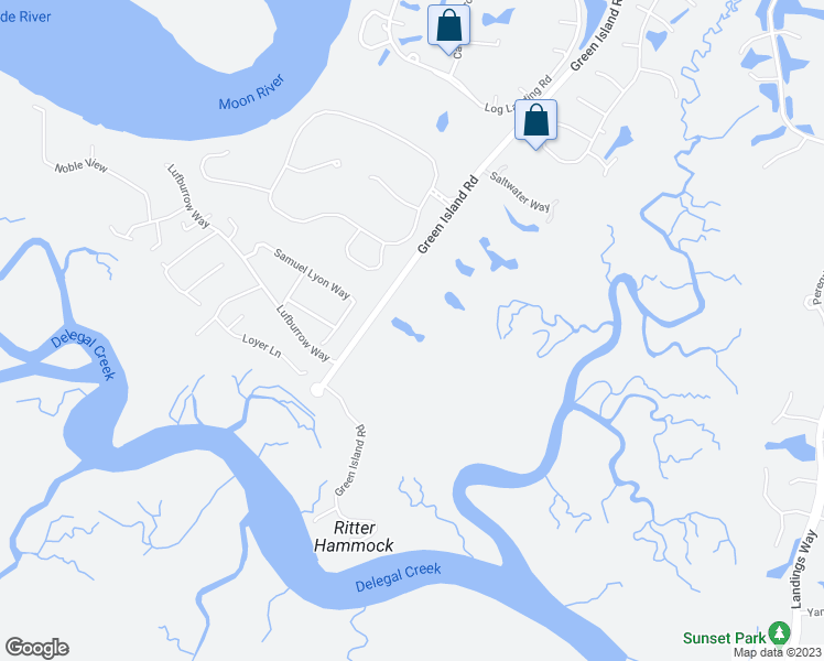 map of restaurants, bars, coffee shops, grocery stores, and more near 210 Green Island Road in Savannah