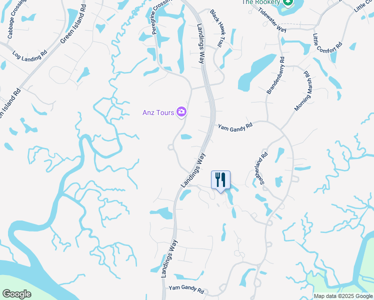 map of restaurants, bars, coffee shops, grocery stores, and more near 6 Tamarind Lane in Savannah