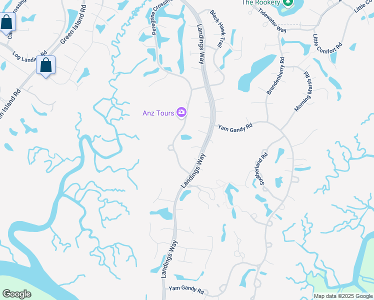 map of restaurants, bars, coffee shops, grocery stores, and more near 6 Tamarind Lane in Savannah