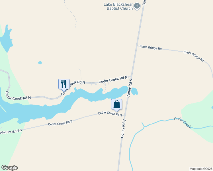 map of restaurants, bars, coffee shops, grocery stores, and more near 119 Cedar Creek Road North in Cordele