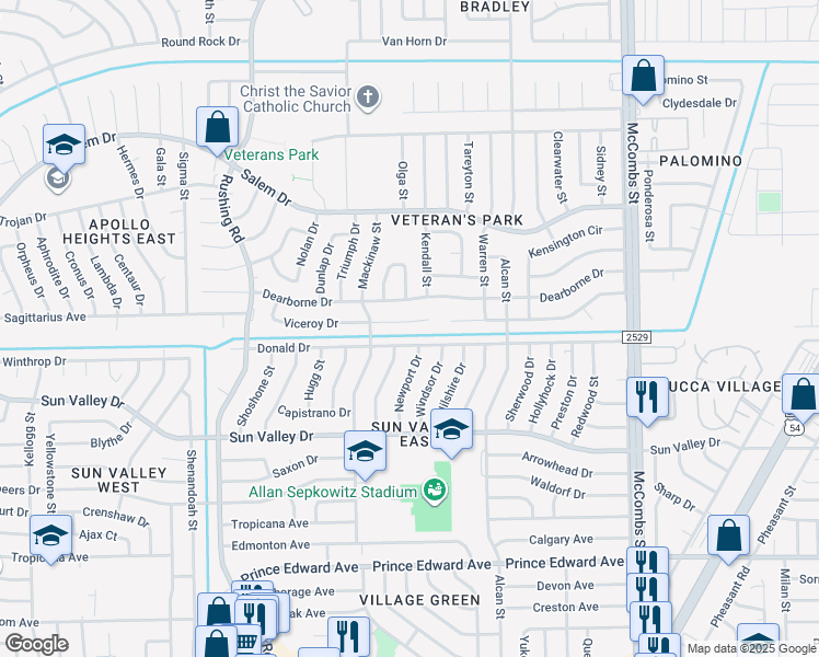 map of restaurants, bars, coffee shops, grocery stores, and more near 5428 Viceroy Drive in El Paso