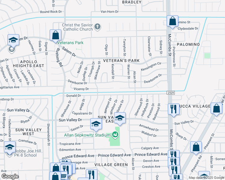 map of restaurants, bars, coffee shops, grocery stores, and more near 5428 Viceroy Drive in El Paso