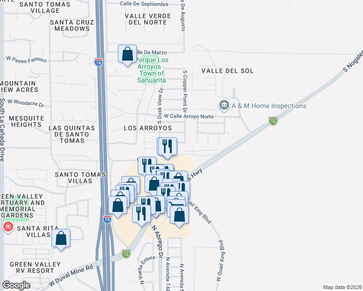 map of restaurants, bars, coffee shops, grocery stores, and more near 633 West Firehawk Drive in Green Valley
