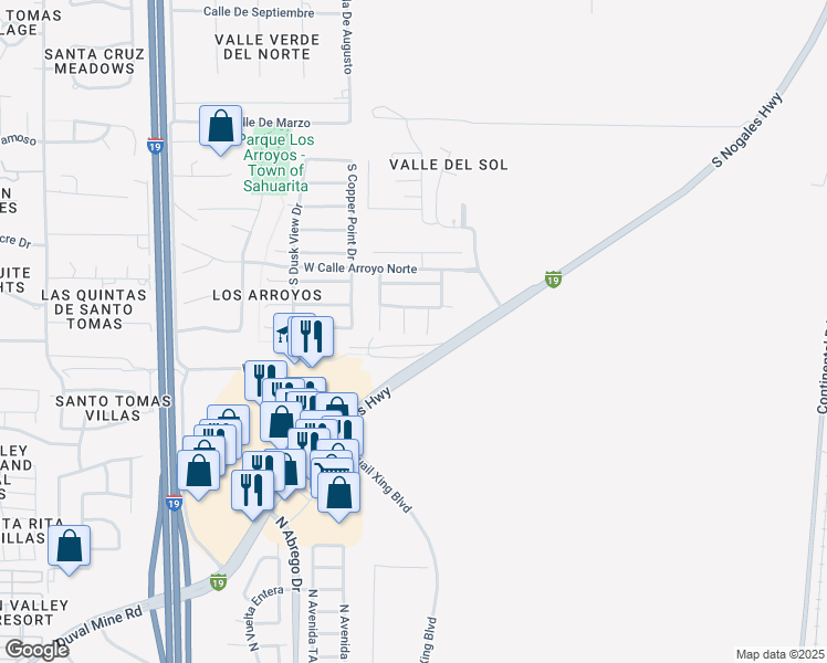 map of restaurants, bars, coffee shops, grocery stores, and more near 18481 South Bellflower Place in Green Valley