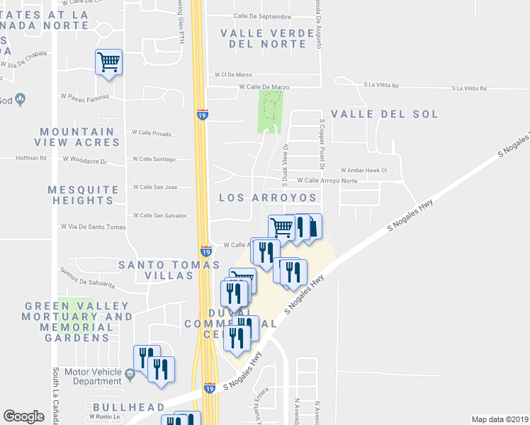 map of restaurants, bars, coffee shops, grocery stores, and more near 788 West Firehawk Drive in Green Valley