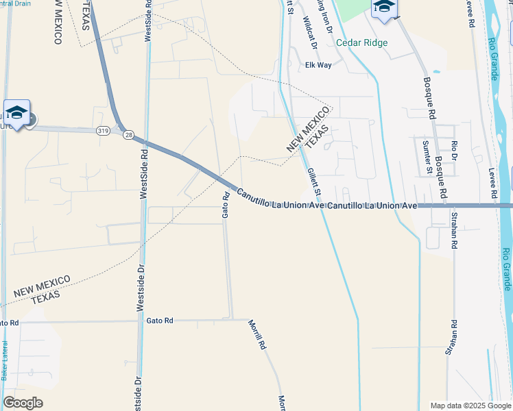 map of restaurants, bars, coffee shops, grocery stores, and more near 1001 Canutillo La Union Avenue in El Paso