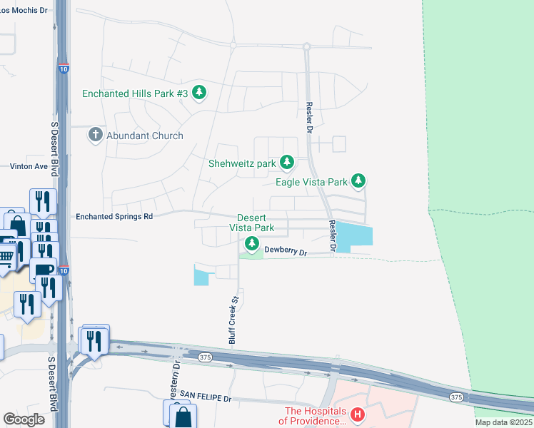 map of restaurants, bars, coffee shops, grocery stores, and more near 7524 Eagle Vista Drive in El Paso