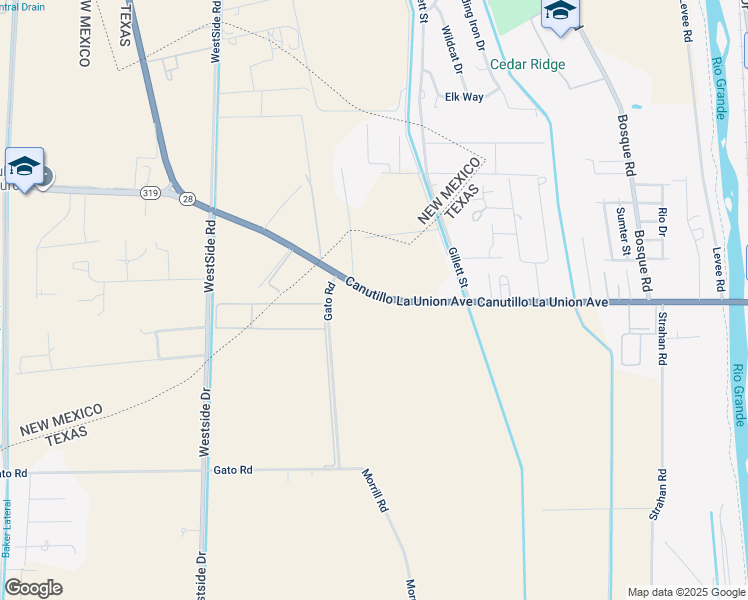 map of restaurants, bars, coffee shops, grocery stores, and more near 1001 Canutillo La Union Avenue in El Paso