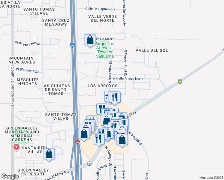 map of restaurants, bars, coffee shops, grocery stores, and more near 719 West Emerald Key Drive in Green Valley