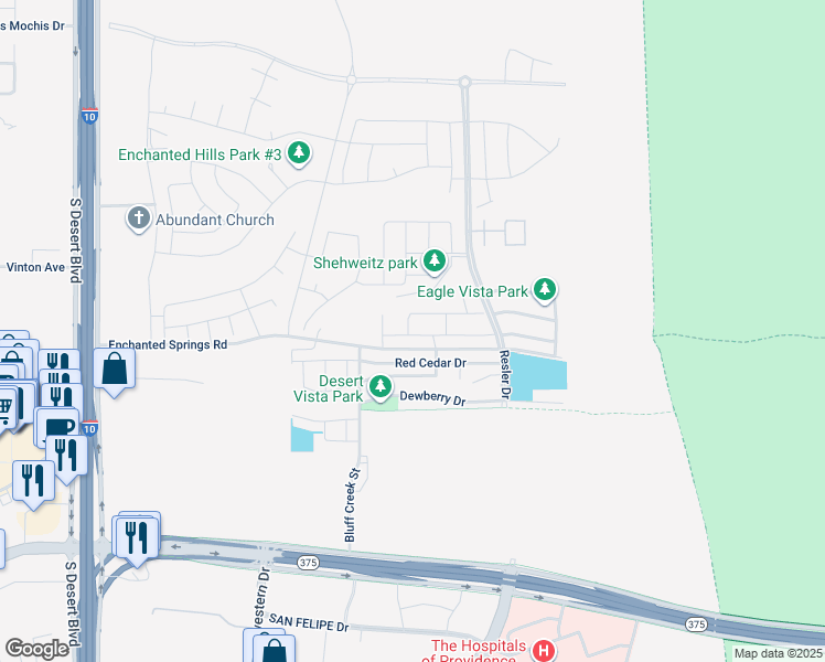 map of restaurants, bars, coffee shops, grocery stores, and more near 7524 Eagle Vista Drive in El Paso
