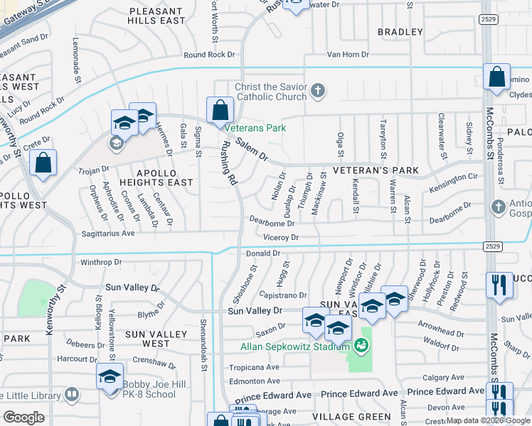 map of restaurants, bars, coffee shops, grocery stores, and more near 10428 Nolan Drive in El Paso
