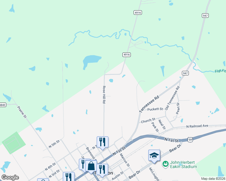 map of restaurants, bars, coffee shops, grocery stores, and more near Millford Lane in Timpson