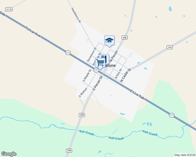 map of restaurants, bars, coffee shops, grocery stores, and more near 301 South Pecan Street in Malone