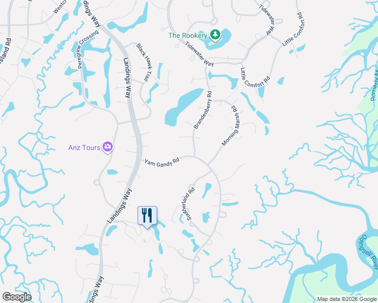 map of restaurants, bars, coffee shops, grocery stores, and more near 6 Greyhen Lane in Savannah