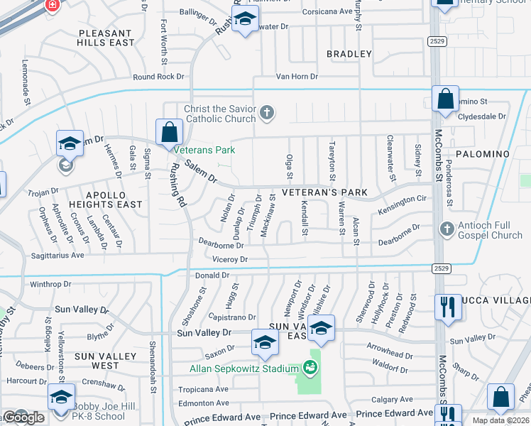 map of restaurants, bars, coffee shops, grocery stores, and more near 10461 Mackinaw Street in El Paso