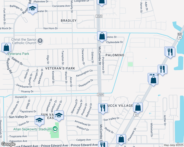 map of restaurants, bars, coffee shops, grocery stores, and more near 5717 Hemmingway Dr in El Paso