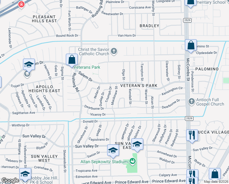 map of restaurants, bars, coffee shops, grocery stores, and more near 10461 Mackinaw Street in El Paso