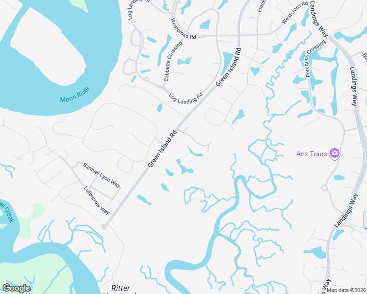 map of restaurants, bars, coffee shops, grocery stores, and more near 98 Green Island Road in Savannah