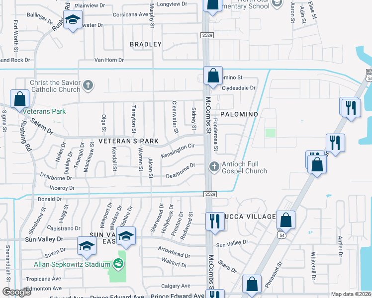 map of restaurants, bars, coffee shops, grocery stores, and more near 5717 Hemmingway Drive in El Paso