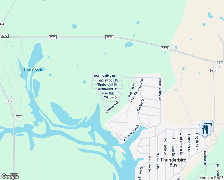 map of restaurants, bars, coffee shops, grocery stores, and more near 2110 Red Bud Drive in May