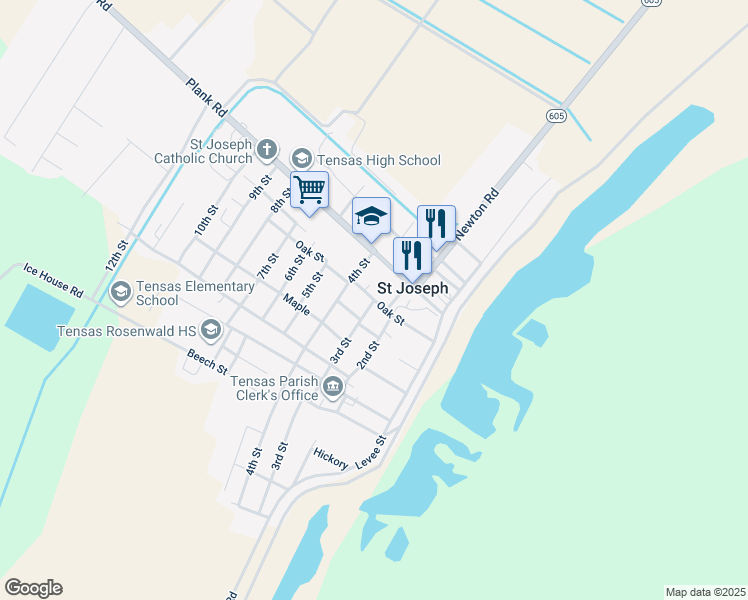 map of restaurants, bars, coffee shops, grocery stores, and more near 301 Oak in Saint Joseph