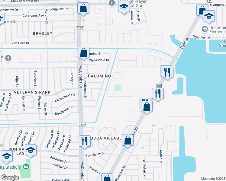 map of restaurants, bars, coffee shops, grocery stores, and more near 10501 Hidden Villas Street in El Paso