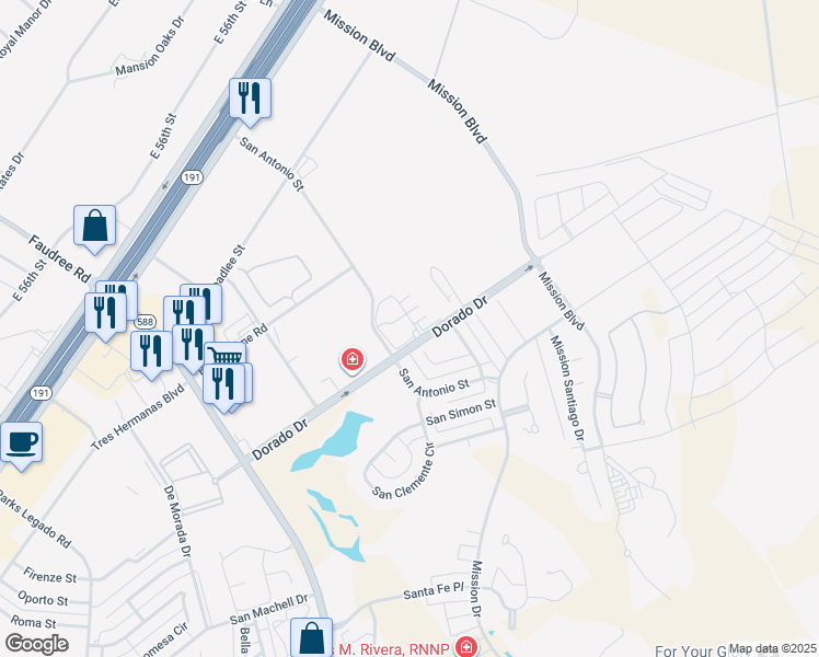 map of restaurants, bars, coffee shops, grocery stores, and more near 8201 Dorado Drive in Odessa