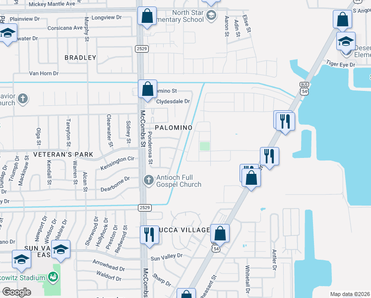 map of restaurants, bars, coffee shops, grocery stores, and more near 10504 Palomino Street in El Paso