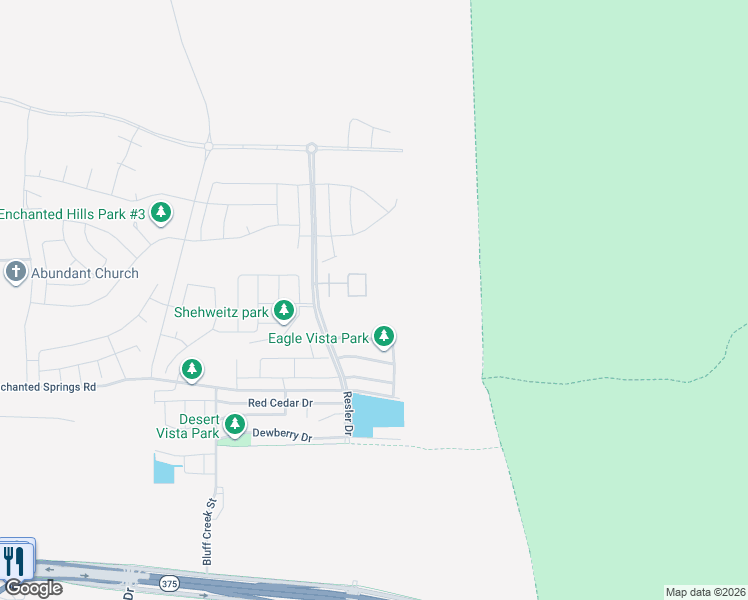 map of restaurants, bars, coffee shops, grocery stores, and more near 2309 Rory Way in El Paso