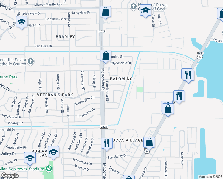 map of restaurants, bars, coffee shops, grocery stores, and more near 5841 Laramie Circle in El Paso