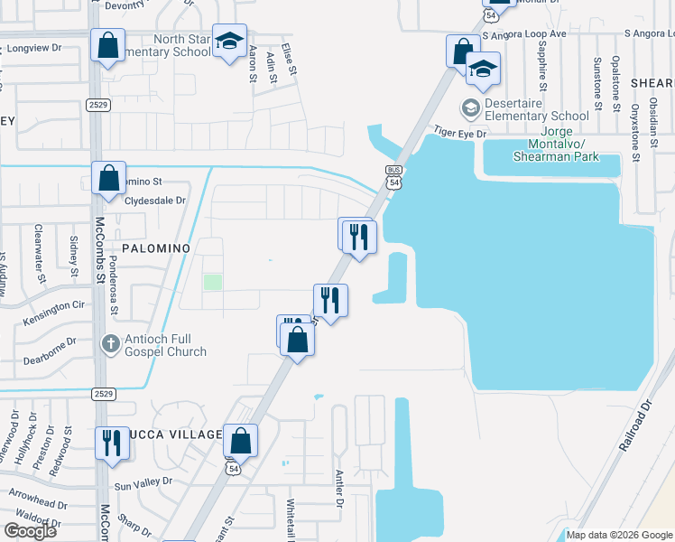 map of restaurants, bars, coffee shops, grocery stores, and more near 10529 Dyer Street in El Paso