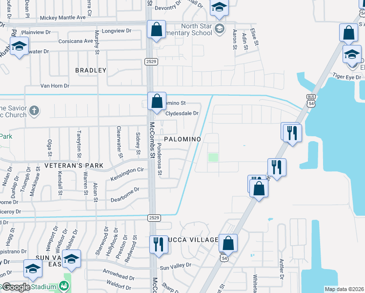 map of restaurants, bars, coffee shops, grocery stores, and more near 10504 Palomino Street in El Paso