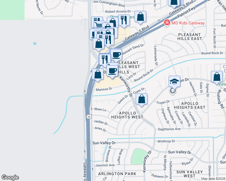 map of restaurants, bars, coffee shops, grocery stores, and more near 4605 Cupid Drive in El Paso