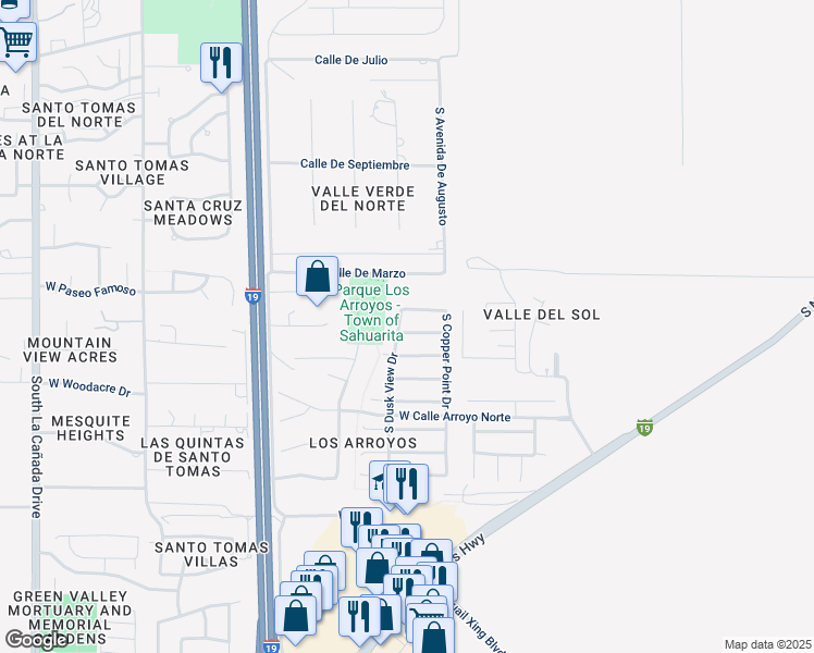 map of restaurants, bars, coffee shops, grocery stores, and more near 712 West Amber Sun Drive in Green Valley