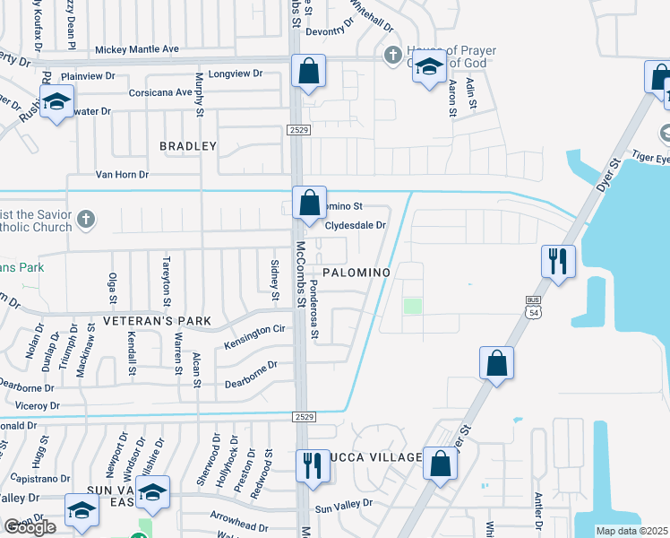 map of restaurants, bars, coffee shops, grocery stores, and more near 5825 Blackhawk Drive in El Paso