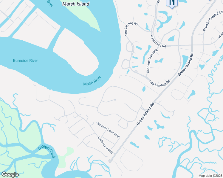 map of restaurants, bars, coffee shops, grocery stores, and more near 136 Waterway Drive in Savannah