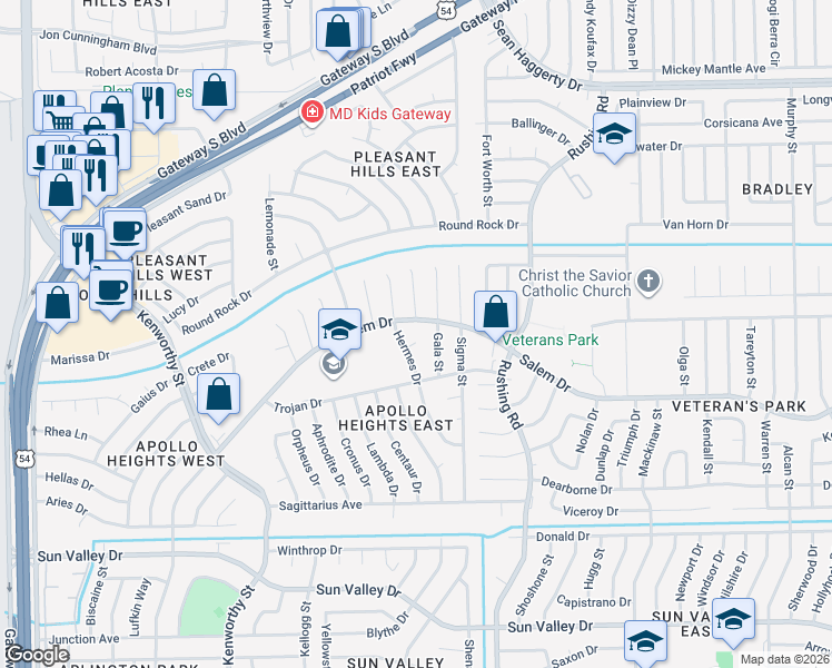 map of restaurants, bars, coffee shops, grocery stores, and more near 5005 Greco Court in El Paso