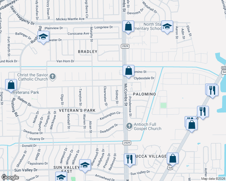 map of restaurants, bars, coffee shops, grocery stores, and more near 10537 Sidney Street in El Paso